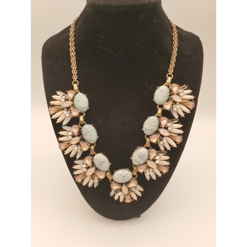 Pale Blue Cabochon 16"‎ Statement Necklace
